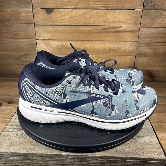 Brooks Ghost 14 Womens Sz 9.5 Running Shoes Camo Blue Lace Up NO INSOLES - Picture 1 of 12